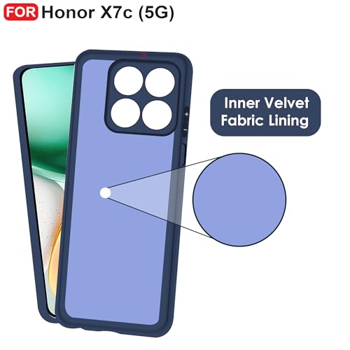 CEDO Back Cover for Honor X7c (5G) | Camera Bump Protection & Inner Velvet Fabric Lining | Ultra Slim Matte Soft Rubberised Case Cover (Blue) - Image 4