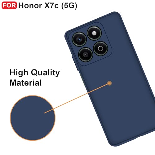 CEDO Back Cover for Honor X7c (5G) | Camera Bump Protection & Inner Velvet Fabric Lining | Ultra Slim Matte Soft Rubberised Case Cover (Blue) - Image 5