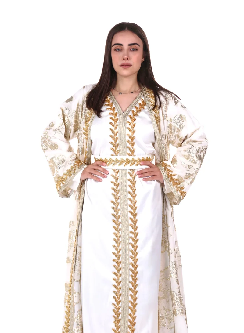 AL BENT AL SHARQIEH embroidered satin kaftan dress