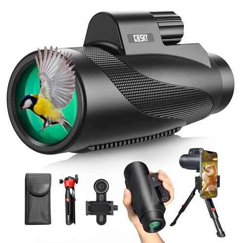 Gosky 15x52 HD Monocular Monocular for Adults High Powered with Tripod Monocular Compact with BAK4 Prism FMC Lens Bluetooth Camera Remote Monoculars for Hunting Bird Watching HikingTraveling