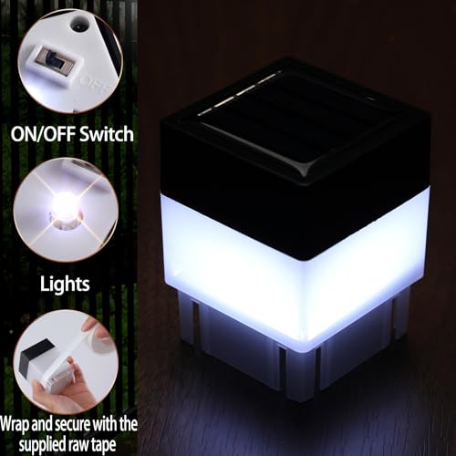 Tujoe 25 Pack Solar Fence Post Cap Lights 2In x 2In (5cm x 5cm) (White) - Image 3