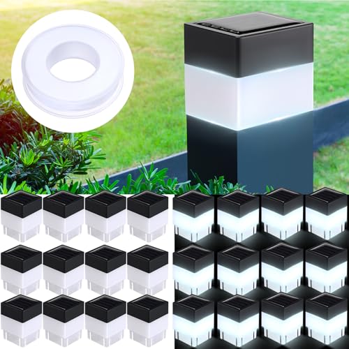 Tujoe 25 Pack Solar Fence Post Cap Lights 2In x 2In (5cm x 5cm) (White) - Image 1
