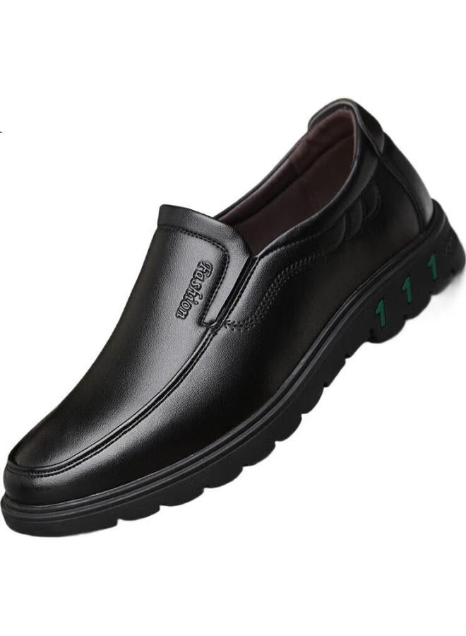 BEIOUTU Leather Shoes For Men, Business Casual Shoes, Fashionable Lightweight Slip-On Soft Upper And Sole Leather Shoes, 7088 Black, Size 42 - Image 1