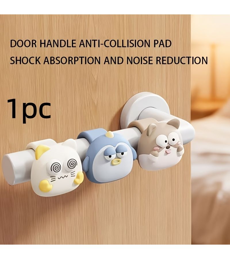 1pc Door Handle Anti Collision Pad Silicone Door Knob Protector Penguin Style Wall Furniture Scratch Prevention Noise Reduction Bumper For Home Use 3 Colors Optional - Image 3