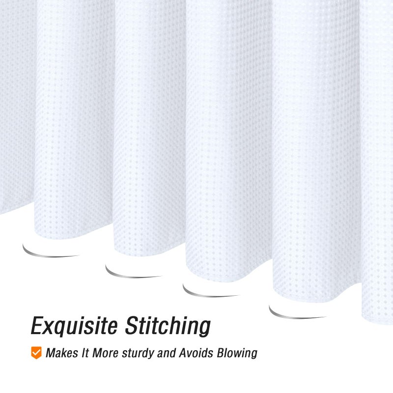 Gibelle Extra Long Shower Curtain 72 x 84  Tall Waffle Weave Textured Fabric Shower Curtain for Bathroom  Water Repellent  Machine Washable  White - Image 5