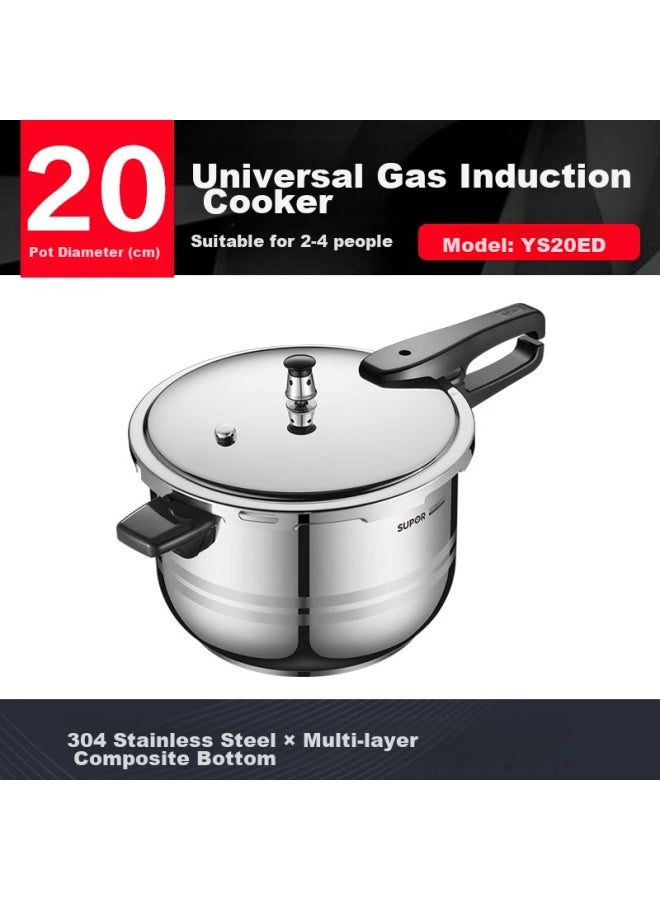 Supor 304 Stainless Steel 4.0l Pressure Cooker 20cm Quick Cooking Anti-explosion High Pressure Cooker Compatible With Induction Cooker - Image 5