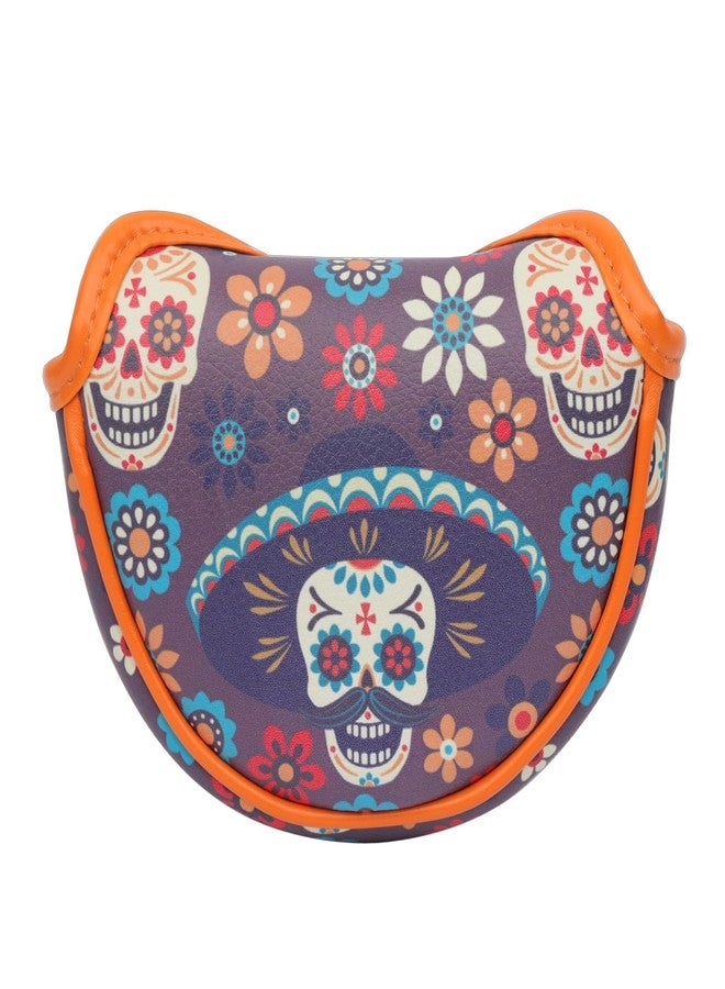 SHABIER Golf Mid-Mallet Headcover with Sugar Skull Design for Golf Putter Head Cover - Image 1