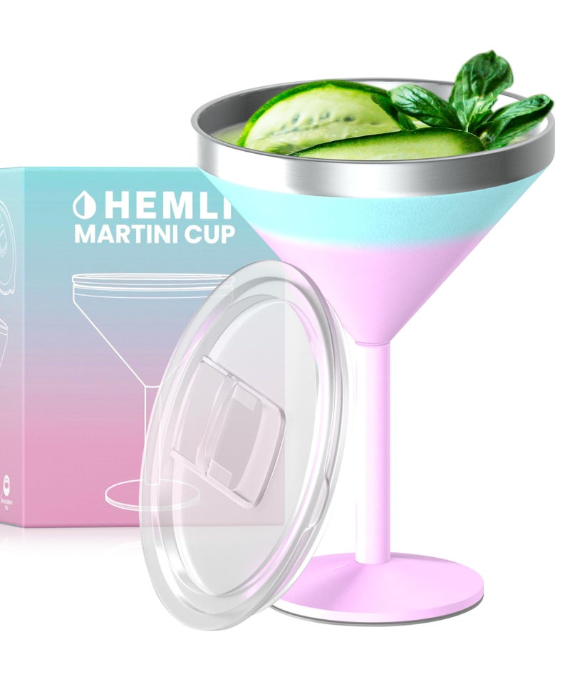 Hemli Martini Glass, Stainless Steel Insulated Martini Tumbler, 10 oz Cocktail Cup - Image 1