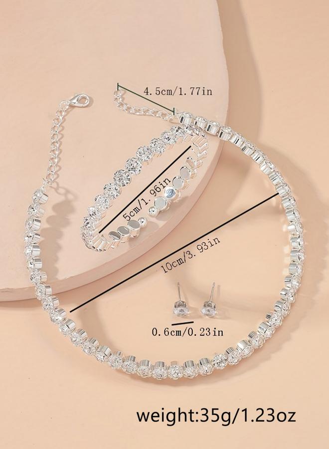 Take Two Silver Crystal Necklace with Bracelet and Earrings Set - Image 4