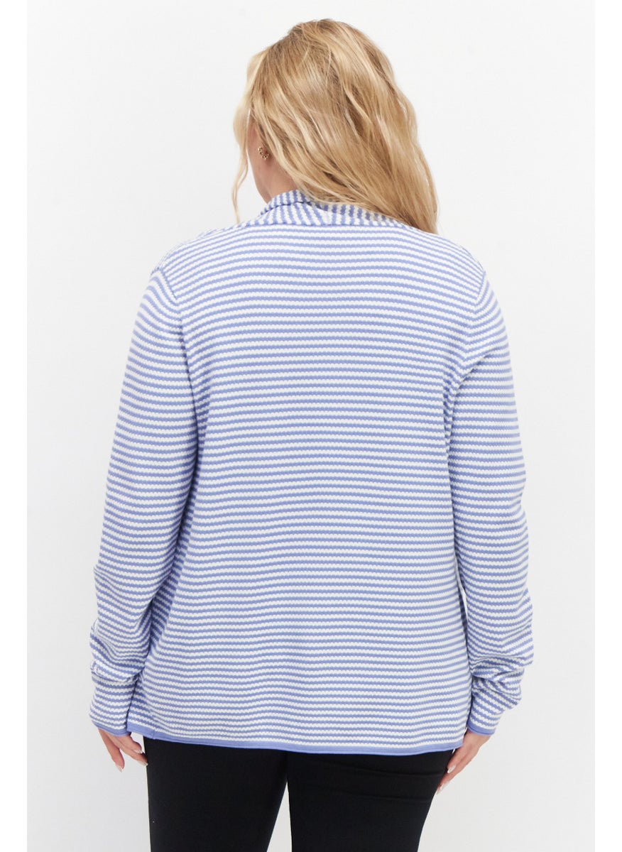 Zero Women Open Front Long Sleeve Strip Cardigans, White  - Image 3