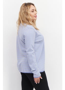 Zero Women Open Front Long Sleeve Strip Cardigans, White  - Image 2