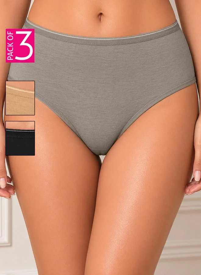 Clovia Pack of 3 - Mid Waist Hipster Panties