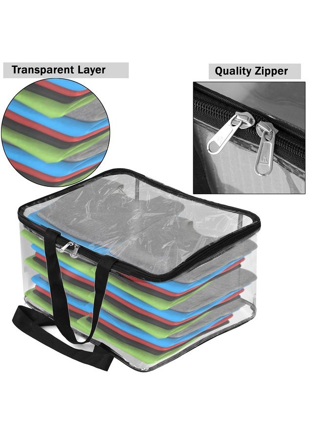TULMAN Product Title: TULMAN 28 L Multipurpose Transparent Storage Bag for Clothes, Sarees & Organizing - 40x32x22 cm - Set of 8 - PVC Packing Organizer  - Image 3