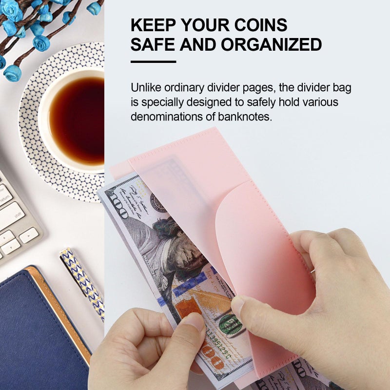 Koqye A6 Binder Pockets with No Zipper, Koqye Pink 10 Pcs Plastic Zipless Budget Envelopes, Two Pockets Frosted Cash Envelopes Money Bag for Budgeting, Cash Stuffing - Image 4