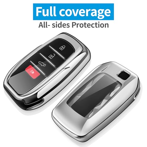 Autophone Key Fob Cover with keychain Compatible with Toyota 2025-2026 Camry 4Runner,2021-2026 Venza,Sienna, 2019-2026 Land Cruiser,Fortuner,Mirai, 2023-2026 Highlander,Prius,Corolla (Silver) - Image 3