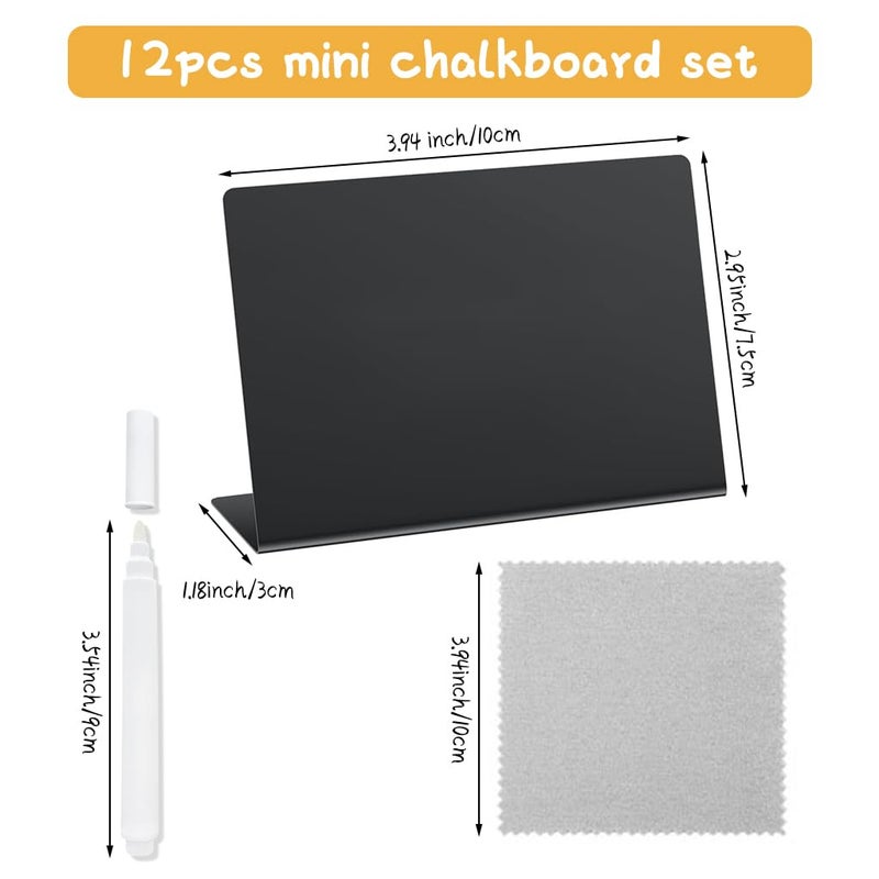 Climberty ® 12Pcs Reuseable Price Display Stands 4" x 3" Chalkboard Stand for Displaying Price, Dish Name, with White Marker & Wipe Cloth, Versatile Samll Display Stand for Buffet Party, Bakery - Image 2