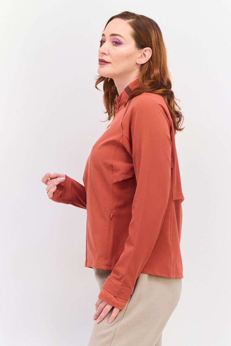 Brooks جاكيت تدريب طويل الأكمام للنساء، رياضي، لون نحاسي أحمر - Image 4