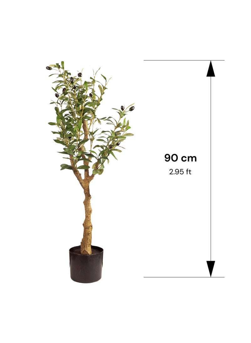 Gulf Flowers Gulf Flowers 90cm Aritifcial Olive Tree - Realistic Touch Faux Olive Plant for your Home Office Indoor Outdoor Entry way Decor  - Image 2
