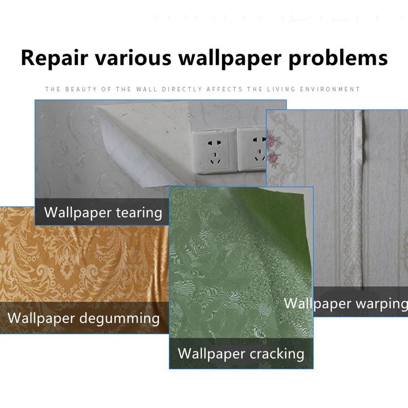 Wallpaper Repair Adhesive, Clear Wallpapers Paste Kitfor Fixing Tears, Seams & Edges, Extra-Strong Glue for Seam Repair, Easy-Spread Wallpapers Glue, Strong Adhesion for Vinyl Wallpaper 2Pcs - Image 5