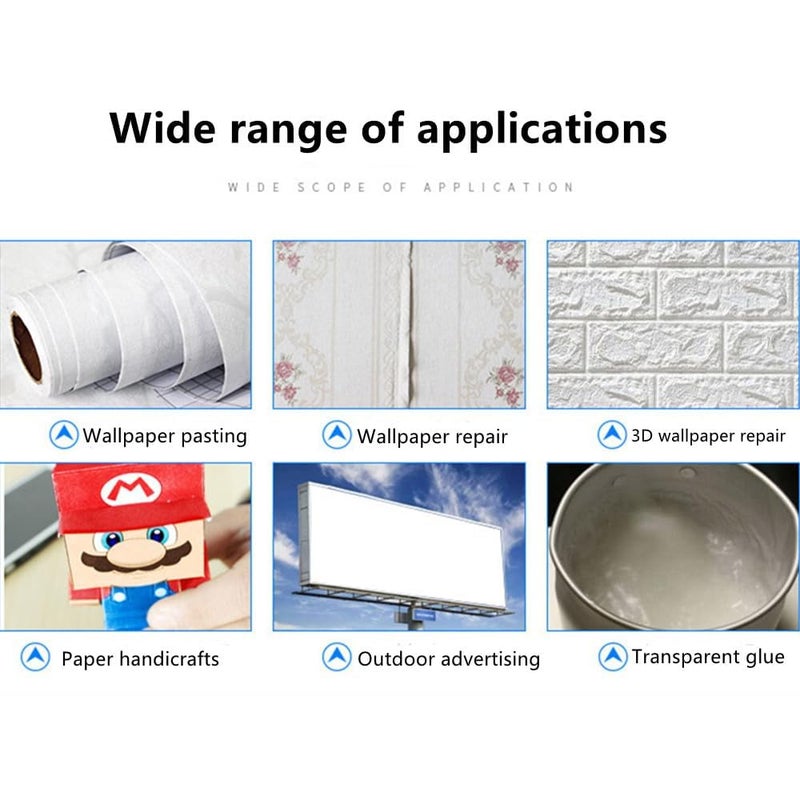 Wallpaper Repair Adhesive, Clear Wallpapers Paste Kitfor Fixing Tears, Seams & Edges, Extra-Strong Glue for Seam Repair, Easy-Spread Wallpapers Glue, Strong Adhesion for Vinyl Wallpaper 2Pcs - Image 4