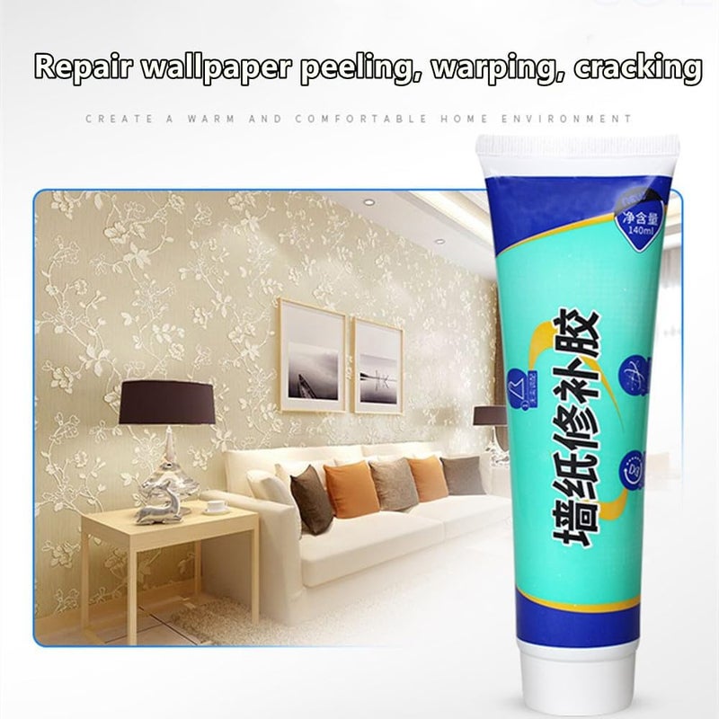 Wallpaper Repair Adhesive, Clear Wallpapers Paste Kitfor Fixing Tears, Seams & Edges, Extra-Strong Glue for Seam Repair, Easy-Spread Wallpapers Glue, Strong Adhesion for Vinyl Wallpaper 2Pcs - Image 3