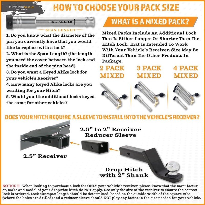 InfiniteRule Security 61075 Hitch Lock for B&W Trailer Hitches - 2" & 2.5" Tow and Stow - 10K LB & 18K LB - Image 5