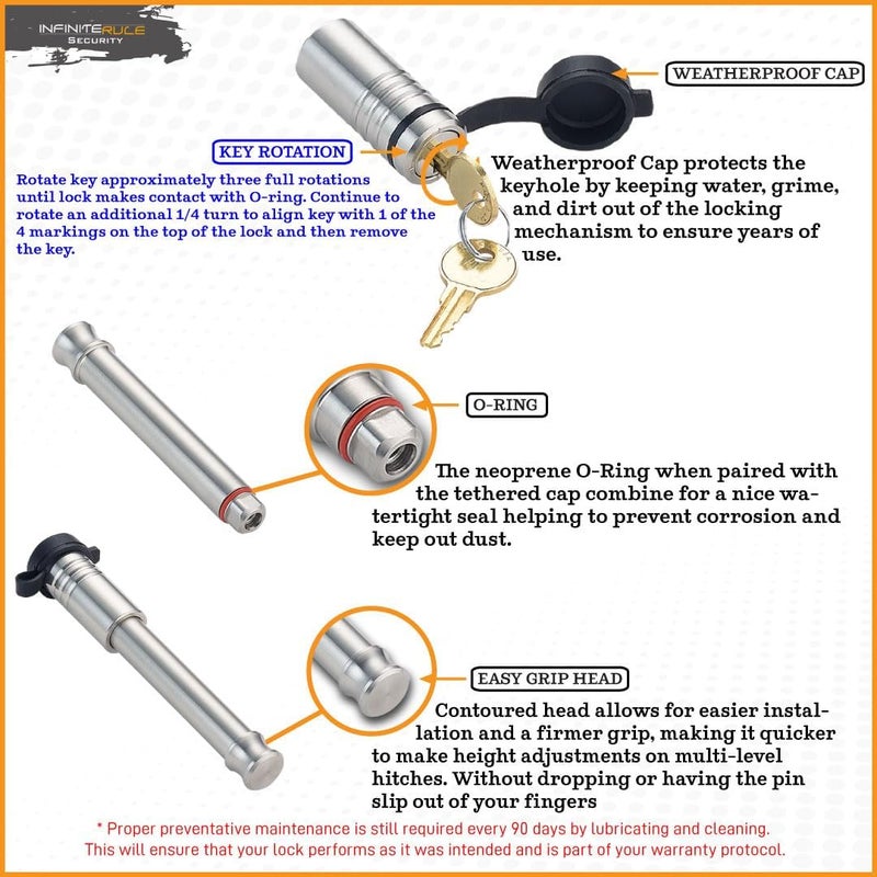 InfiniteRule Security 61075 Hitch Lock for B&W Trailer Hitches - 2" & 2.5" Tow and Stow - 10K LB & 18K LB - Image 4