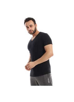 REDCOTTON Red Cotton Short Sleeve Undershirt For Men- V Neck - Black  - Image 2
