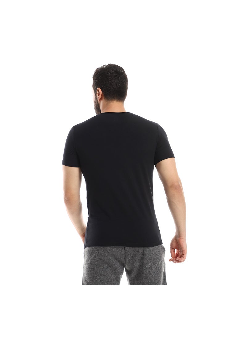 REDCOTTON Red Cotton Short Sleeve Undershirt For Men- V Neck - Black  - Image 3