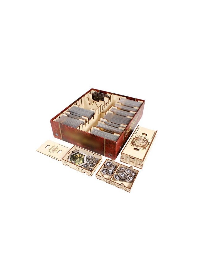 The Broken Token Game Organizer Compatible with The Lord of The Rings: The Card Game Revised Core Set - Wooden Game Organizing Box with Multiple Trays and Dividers - Image 1