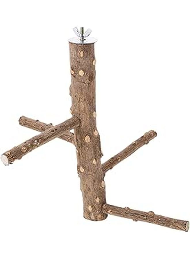 Natural Wooden Parrot Perch Stand with Chewing Toy Durable Safe Activity Space for Pet Birds - Image 1