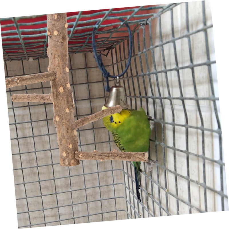 Natural Wooden Parrot Perch Stand with Chewing Toy Durable Safe Activity Space for Pet Birds - Image 5
