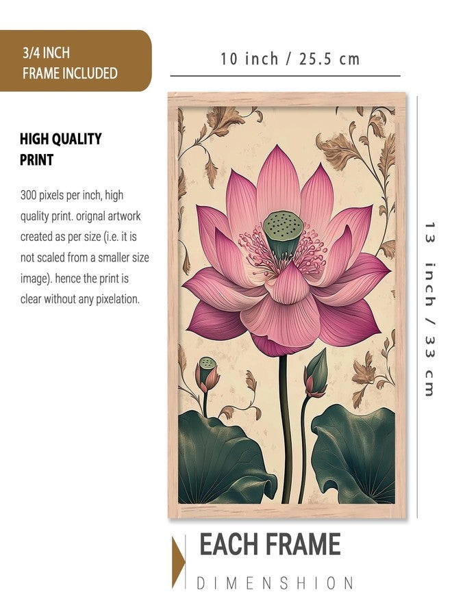 kotart - Lotus Wall Art Floral Paintings for Living Room Wall Art Painting for Wall Decoration Wall Poster With frames Wall Paintings For Home Decoration Indian Wall Art Home Decor Frames Framed Wall Painting for Home Room Bedroom Office Wall Décor set of 2 (Art 7, 10x13 inch, Framed) - Image 2