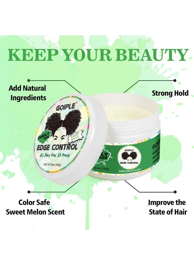 Goiple 8.8 OZ Edge Control Wax for Women Strong Hold Non-greasy Edge Control Smoother Edge Wax Styling Fixer Edge Control for Black Hair No Flaking, White Residue, Shine and Smooth (Sweet Melon) - Image 3