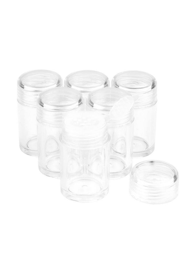 glasstore - 6 Pcs Plastic Loose Powder Jar 10G Clear Refillable Face Powder Case Cosmetic Sample Pots Bottles Eyeshow Powder Box Concealer Powder Sifter Container With 12 Holes (Clear Lid) - Image 1