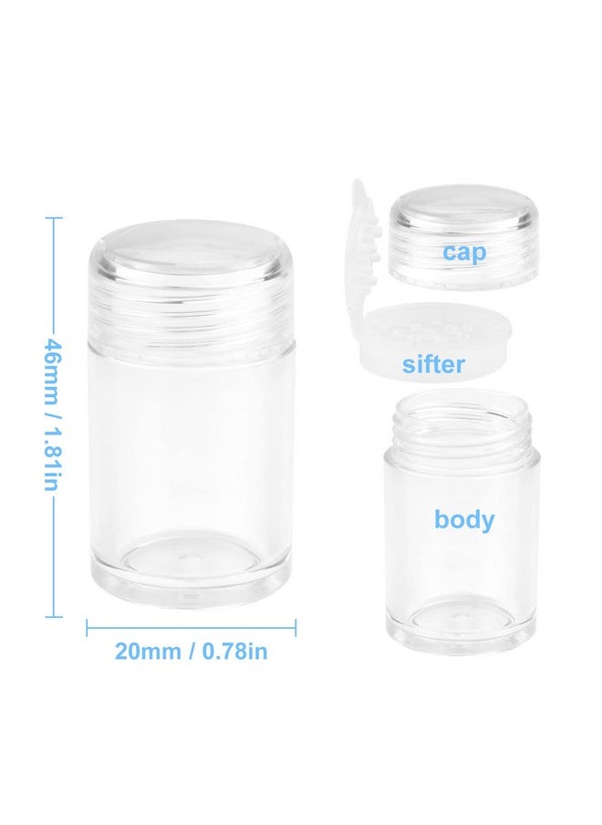 glasstore - 6 Pcs Plastic Loose Powder Jar 10G Clear Refillable Face Powder Case Cosmetic Sample Pots Bottles Eyeshow Powder Box Concealer Powder Sifter Container With 12 Holes (Clear Lid) - Image 1