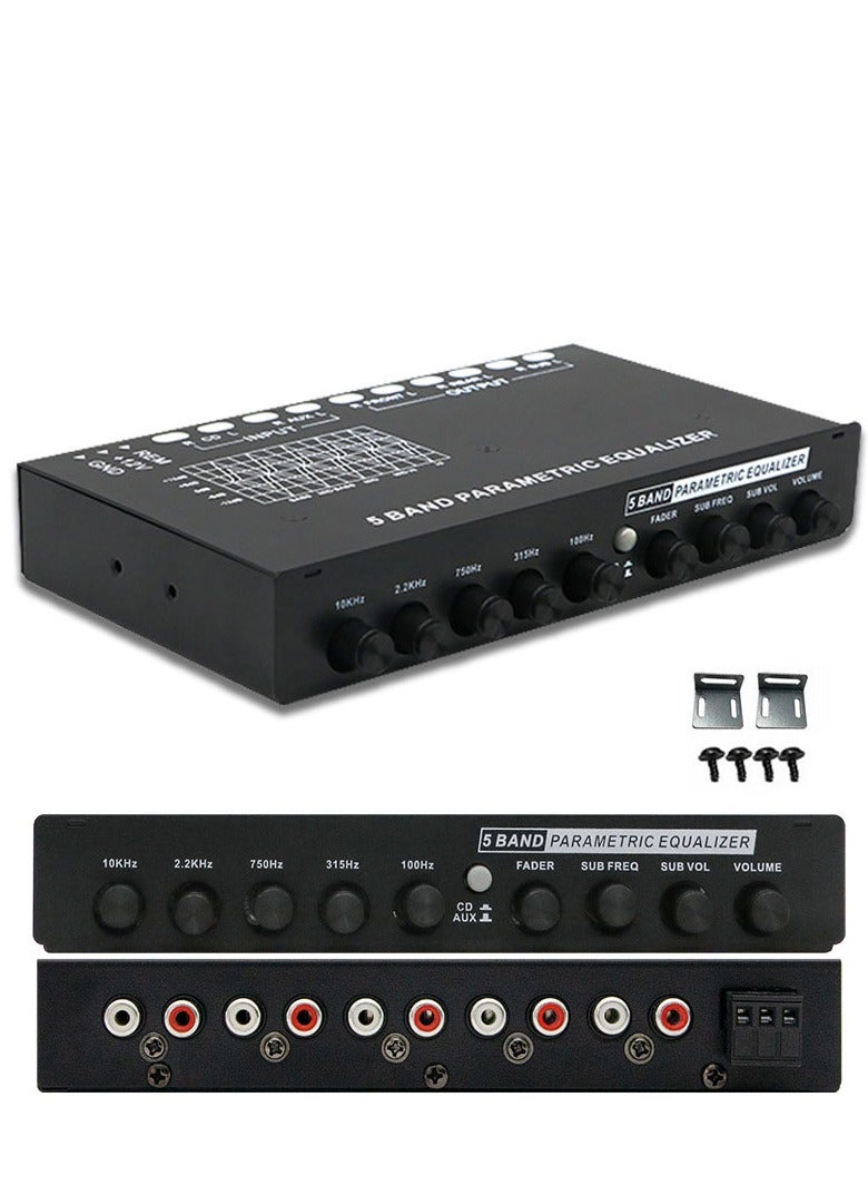 Generic Car Equalizer: 5-Segment Equalizer Car Amplifier Sound EQ Tuned Frequency Division Amplifier  - Image 3