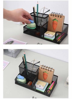 Generic 3 Compartment Desk Organizer Mesh Desktop Pen Storage Holders, Black  - Image 3