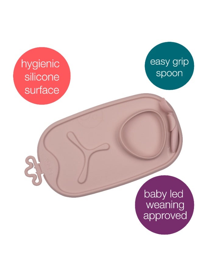 b.box حصيرة تناول الطعام القابلة للف لف + الذهاب، حصيرة تغذية للأطفال والرضع، فاصل ووعاء بثلاثة أقسام، تناسب معظم الكراسي العالية وسهلة السفر - Image 2