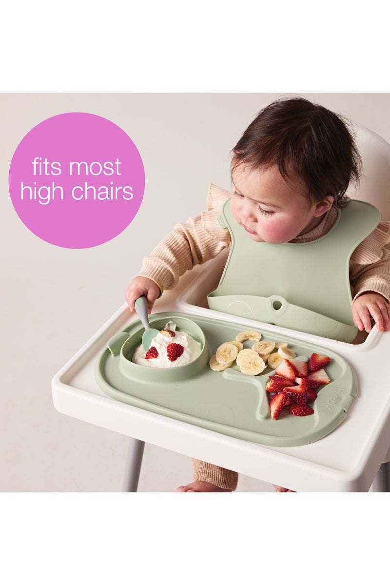 b.box حصيرة تناول الطعام القابلة للف لف + الذهاب، حصيرة تغذية للأطفال والرضع، فاصل ووعاء بثلاثة أقسام، تناسب معظم الكراسي العالية وسهلة السفر - Image 3