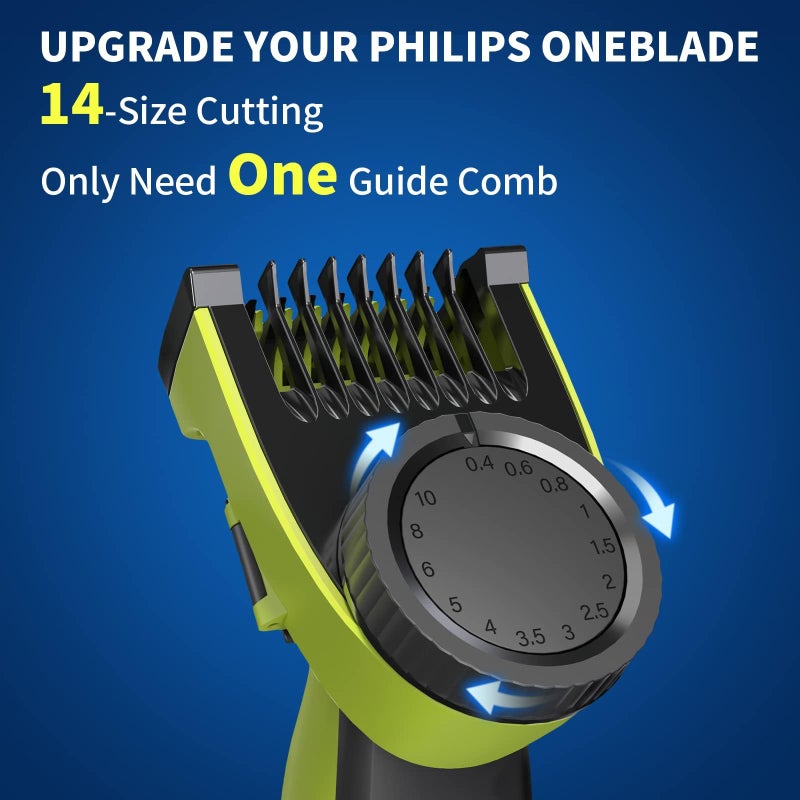 Much Hotter 14-in-1 Adjustable Guards Comb, Attachment for Hybrid Electric Trimmer QP2520 QP2530 QP2620 QP2630, from 0.4 to 10mm Precision Length, with Body Comb and Skin Guard - Image 1