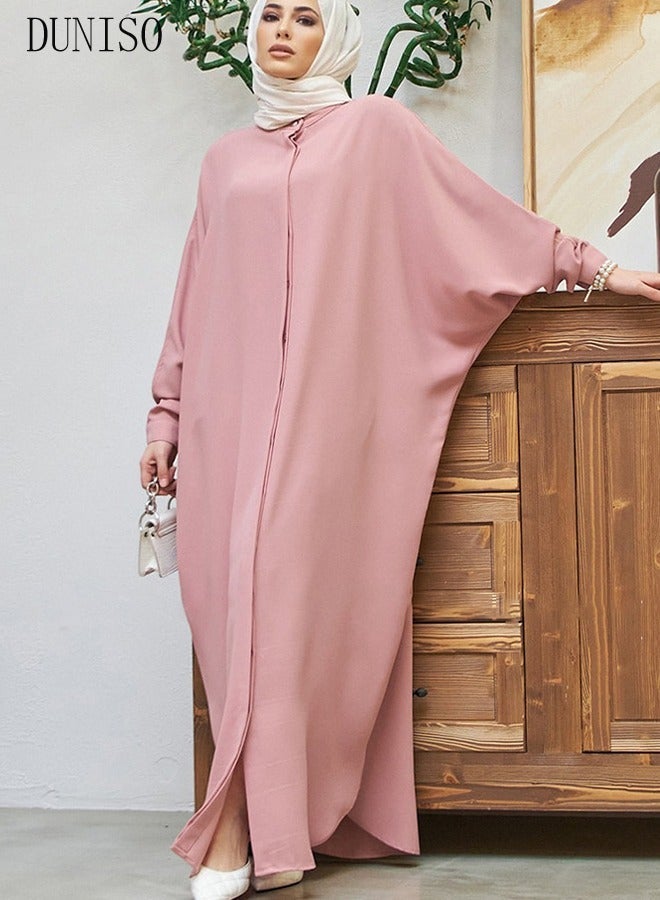 DUNISO Women's Chiffon Abaya Muslim Prayer Clothes Islamic Maxi Kaftan Elegant Loose Cardigan Islamic Kaftan - Image 5