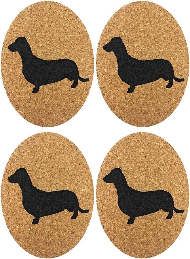 Ergonflow Dachshund Weiner Dog Gift Cork 4 Pack Drink Coasters Set - Basic Design Wiener Dog Decor - Perfect Decoration for Doxie Lovers - Image 1