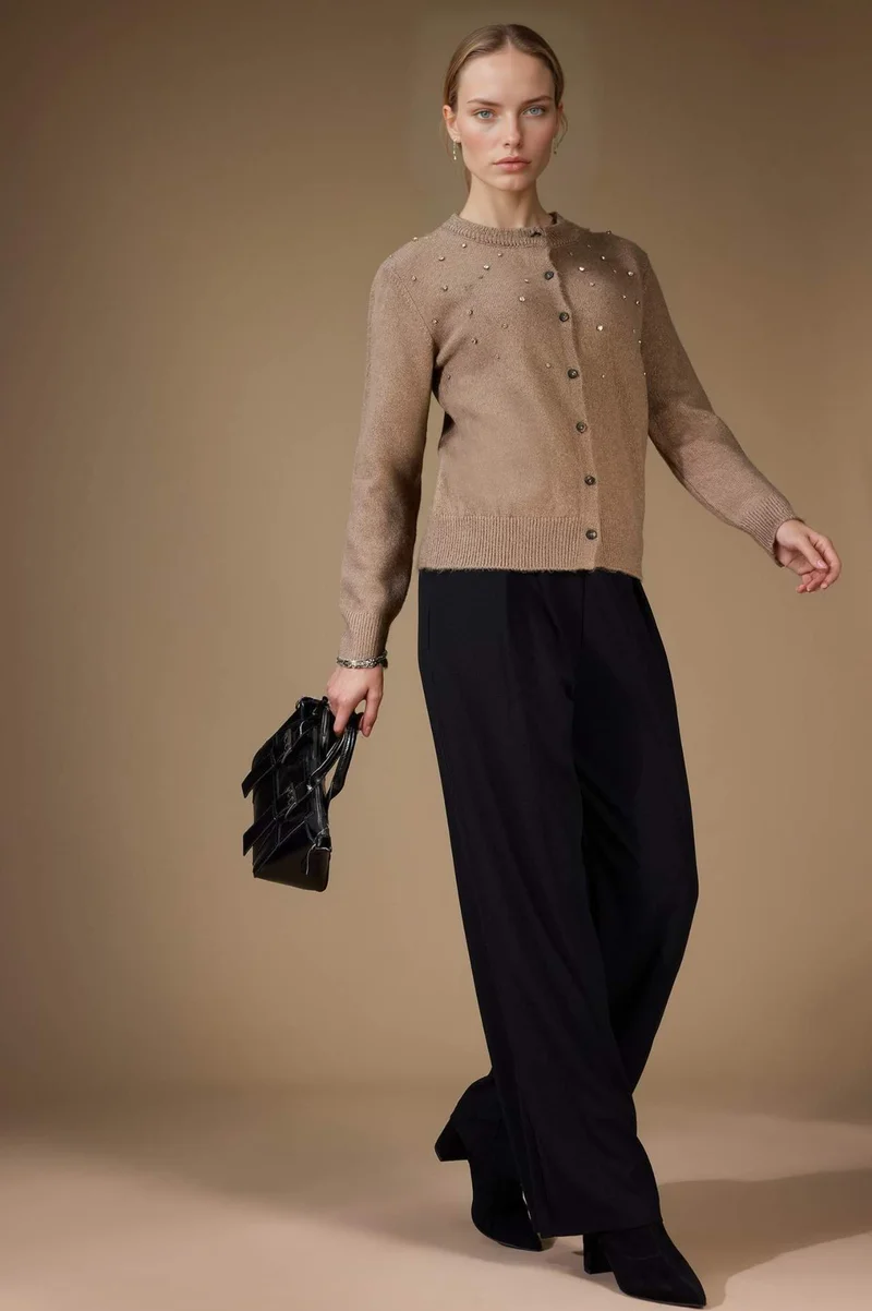 ديفاكتو Crepe Regular Hem Wide Leg Trousers