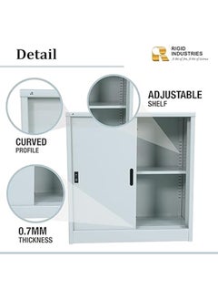 RIGID Steel Curved Sliding Doors Low hight Office Cupboard Grey 94x90x45.5cm  - Image 3