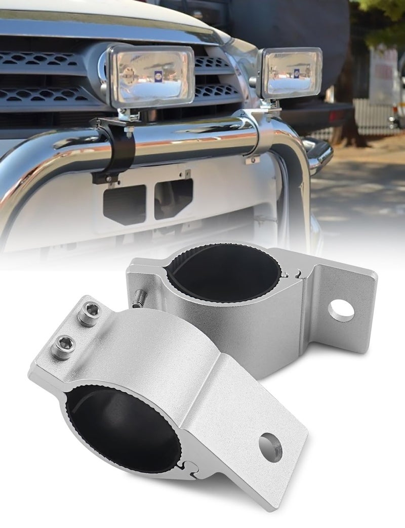 2Inch Led Tube Clamp Mounting Brackets Roll Bar Mounts for LED Light Pods Fits for Bull Roll Bar Rack Front Rear Bumper Silver