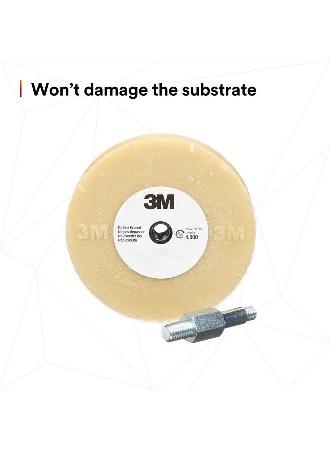 3M 3M Stripe Off Wheel Adhesive Remover Eraser Wheel Removes Decals, Stripes, Vinyl, Tapes and Graphics 4” diameter x 5/8” thick 3/8-16 threaded mandrel 07498 Pack of 1 - Image 3