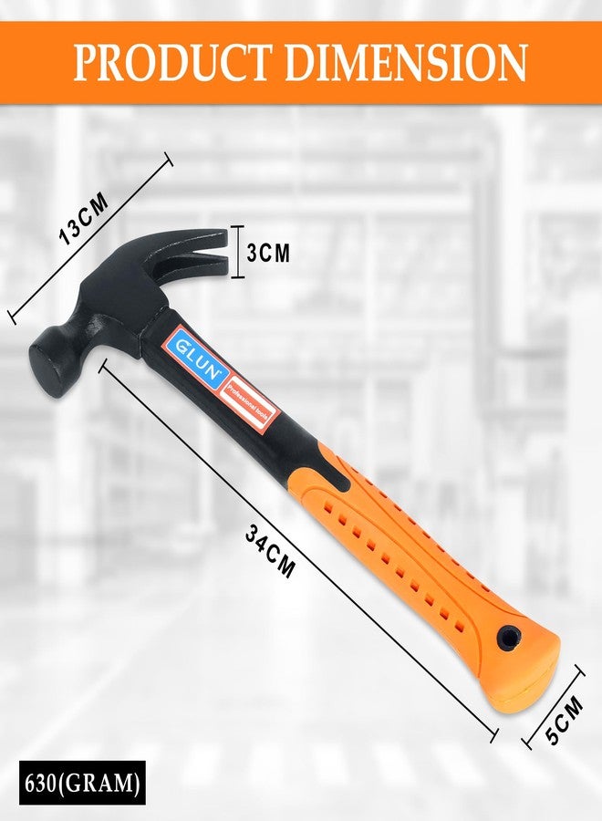 GLUN® Fiberglass Claw Hammer 600gm, 13 Inch with Comfort Grip Handle and Curved Rip Claw for Home Repairs, DIY, and Woodwork - Image 3