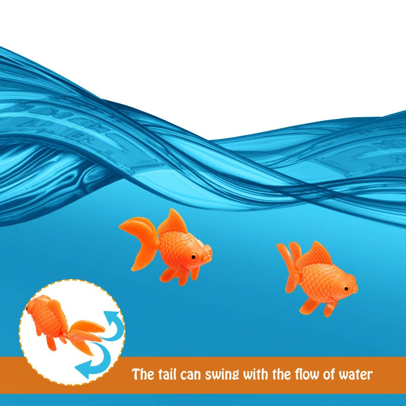 Sumind 30 Pieces Fake Goldfish Plastic Floating Artificial Aquarium Fish Realistic Moving Orange Goldfish Ornament Decorations for Aquarium Tank - Image 3