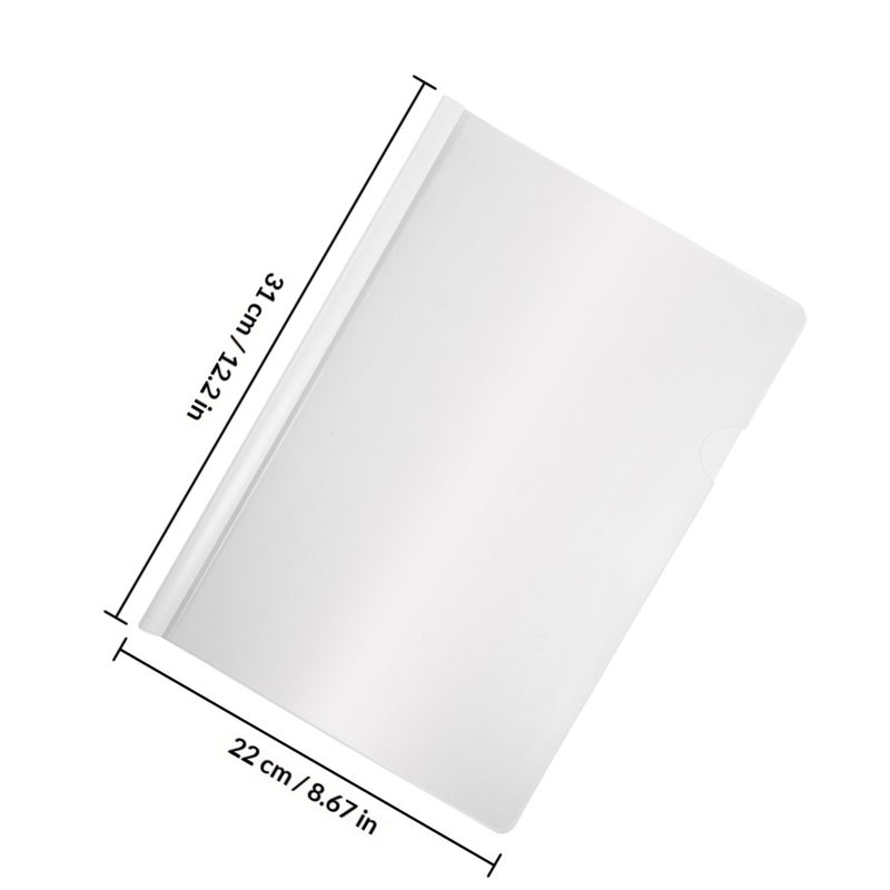 20pcs Transparent File Folder Sliding Report Covers for A4 Report Display Cover Organizer Binder Home Office Supplies (White） - Image 2